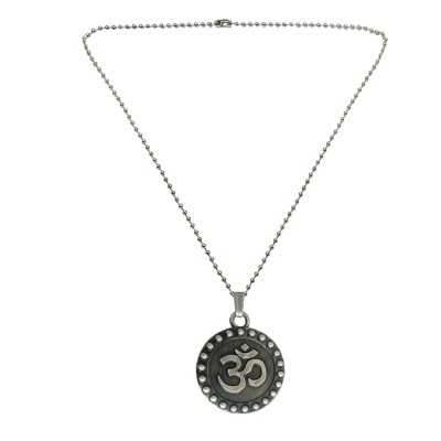 Round OM Design Silver Metal Pendant